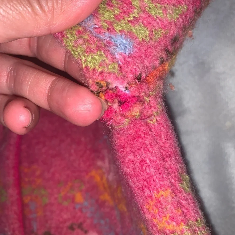Oilily Pink orange wool folk chicken collared Floral Sweater cardigan age 3/4